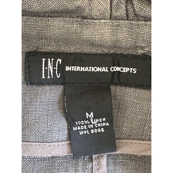 INC INTERNATIONAL CONCEPTS Size M Gray Linen Fringe Ruffle Zip Jacket Boho - Picture 10 of 11
